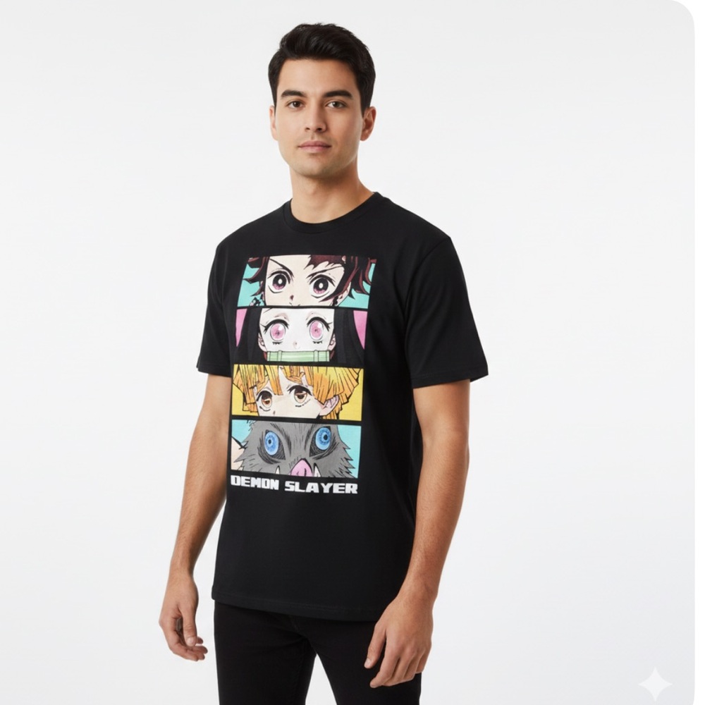 Demon Slayer Character Panel Graphic Tee - Black Size Large